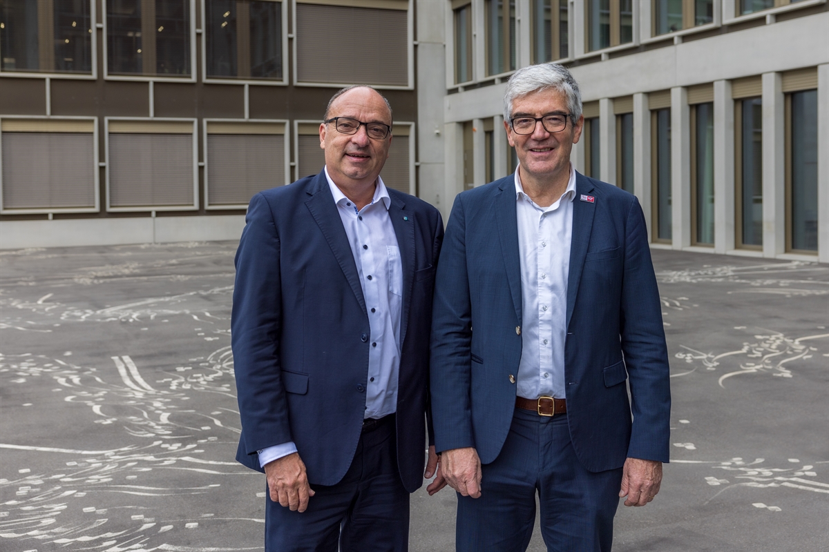 Regierungspräsident Jon Domenic Parolini mit Landammann Markus Dieth