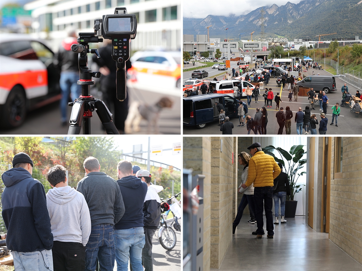 Bildcollage der Veranstaltung aus Aussen- und Innenbereich des Gebäudes